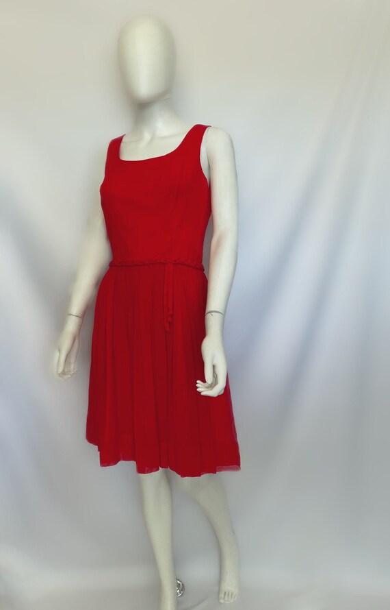 Vintage Maggi Stover Red Chiffon Party Dress - image 4