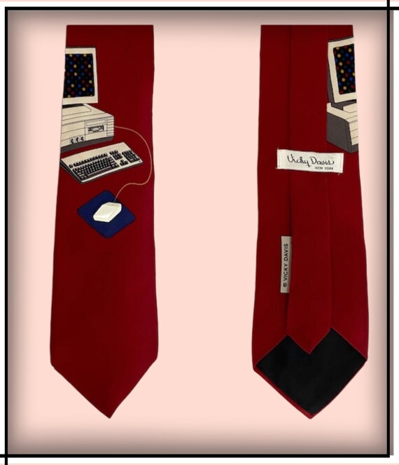 Vintage Old School Computer Novelty Tie Gem