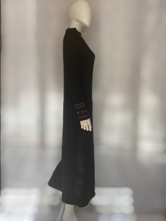 Vintage Long Black Beaded Sweater Dress by Nina L… - image 7