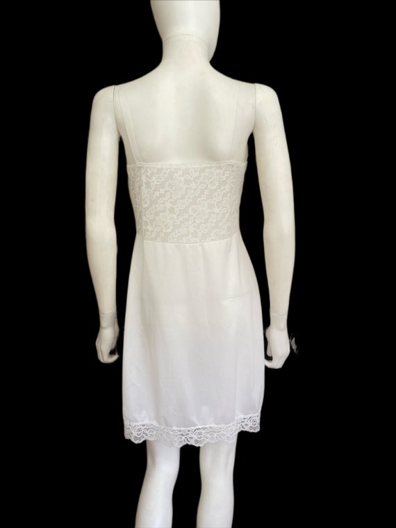 White Vintage Lace and Nylon Dress Slip - image 6