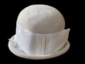 Mid Century Ivory Bowler Hat With Grosgrain Ribbon