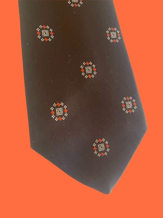 1970s Don Loper Deep Brown Necktie with Asian Acce