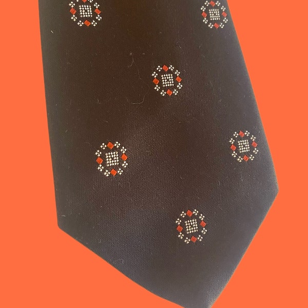 1970s Don Loper Deep Brown Necktie with Asian Accents