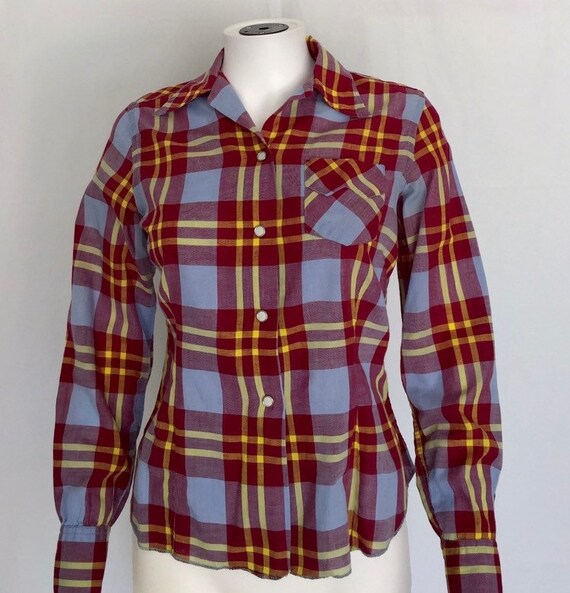 Vintage Madras Print Western Shirt