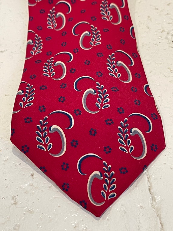 Vintage Geoffrey Beene Red Silk Floral Necktie - image 6