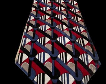 Vintage Oscar de La Renta Abstract Silk Necktie