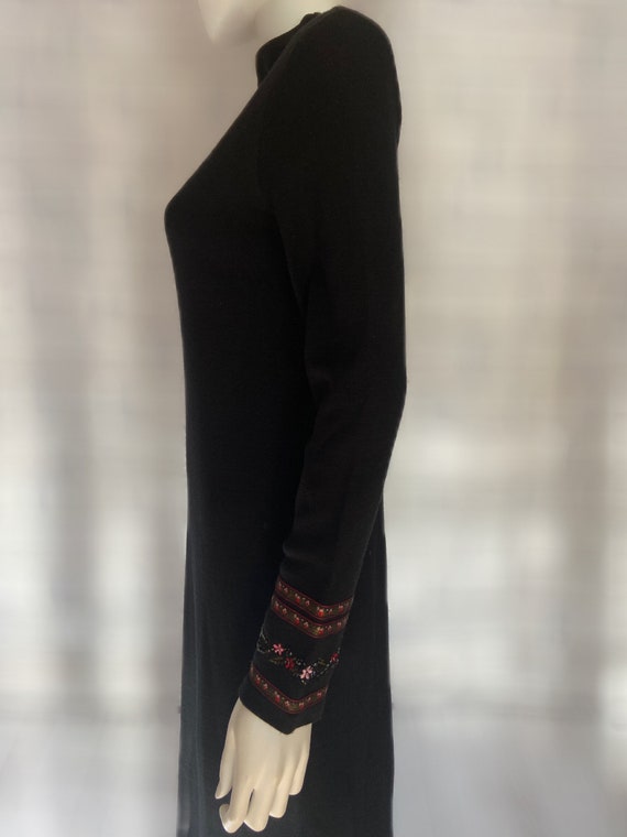 Vintage Long Black Beaded Sweater Dress by Nina L… - image 6