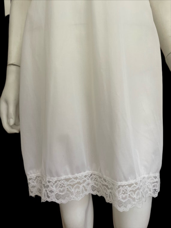 White Vintage Lace and Nylon Dress Slip - image 7