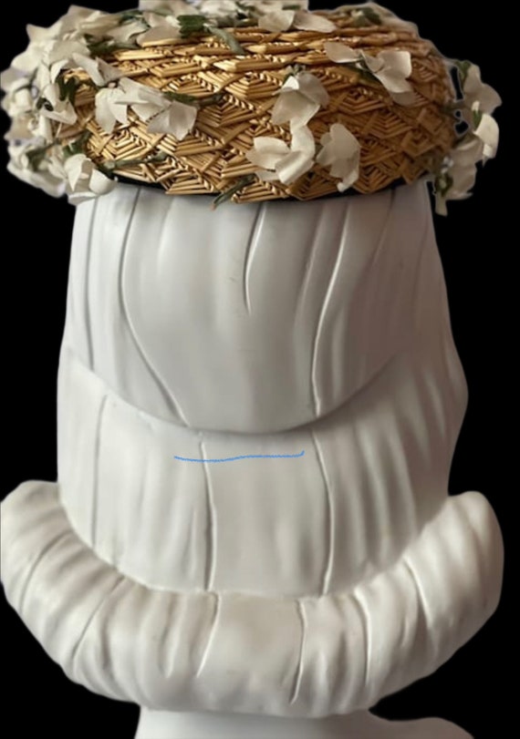 Vintage Hattie Carnegie Floral Straw Pillbox Hat - image 5