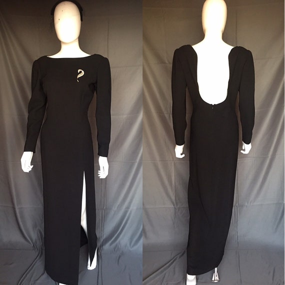 long black backless gown
