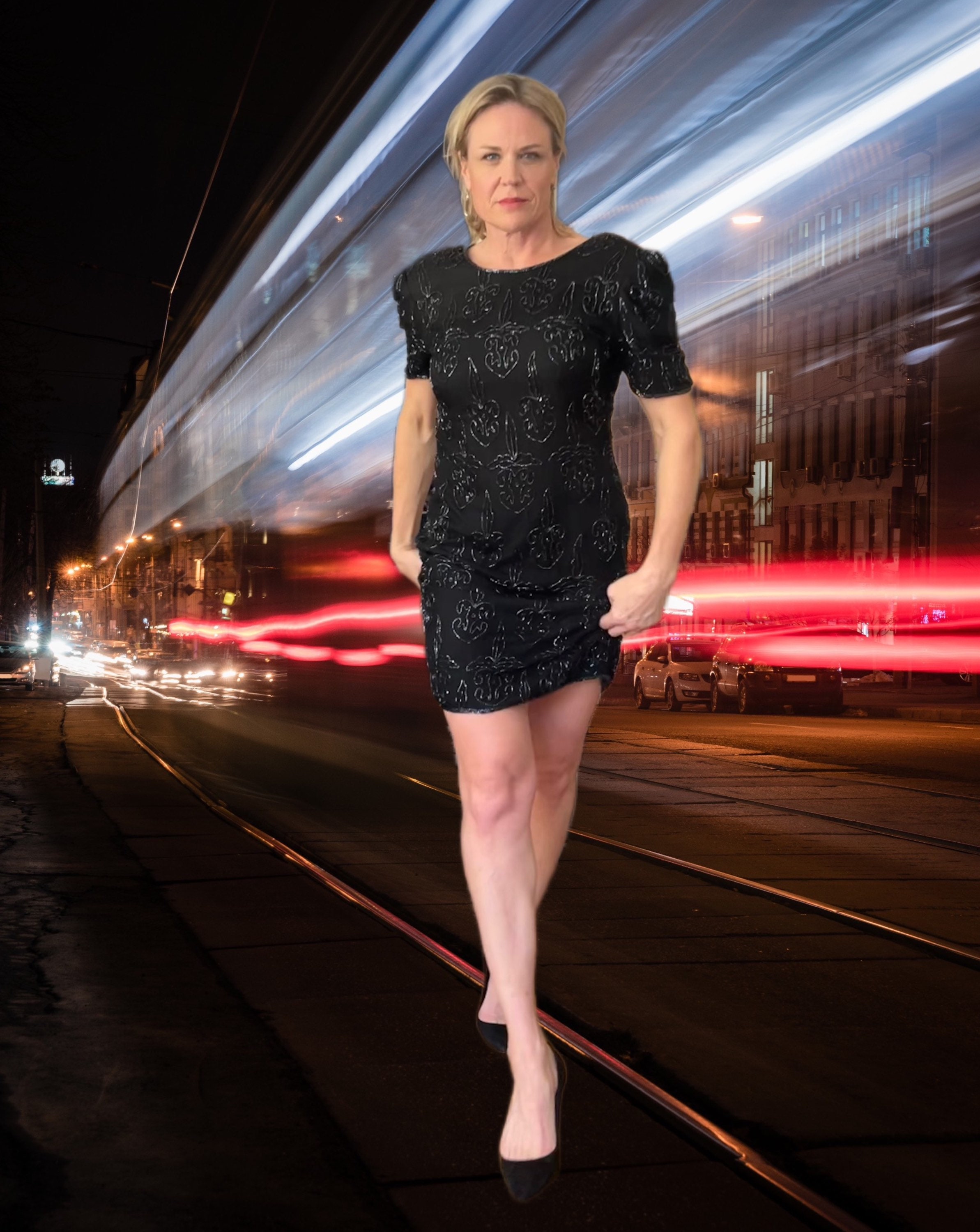 Vintage Black Silk Beaded Shift Dress