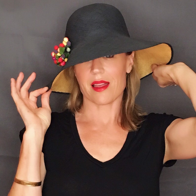 Vintage Charcoal Gray Waxed Linen Staw Sun Hat by Frank Olive