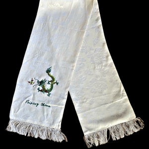 Vintage Embroidered Dragon Floral Embossed Novelty Scarf