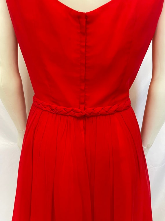 Vintage Maggi Stover Red Chiffon Party Dress - image 3