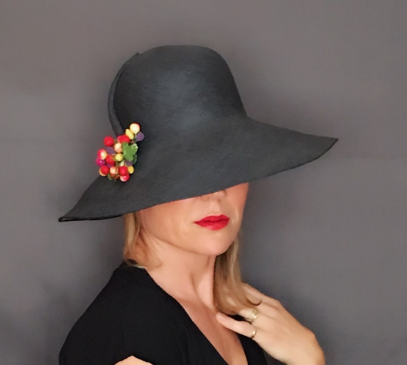 Vintage Charcoal Gray Waxed Linen Staw Sun Hat by Frank Olive