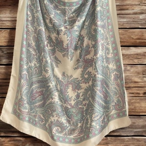Vintage Silk Scarf - Paisley Design - Hand Rolled
