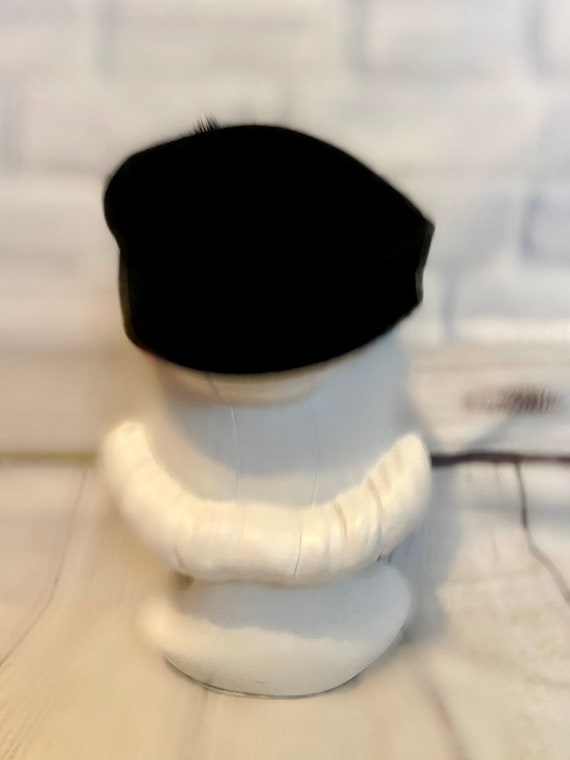 Vintage Gamble Bros Black Velvet Hat with Pouf Fe… - image 8