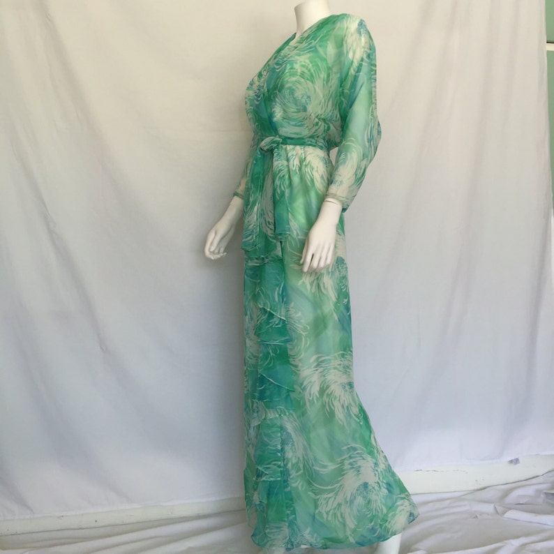 Vinyl Inspired Marine Green and Blue Swirl Maxi Dress Circa - Etsy