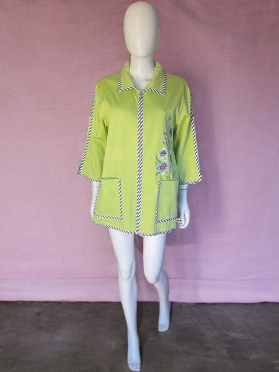 Bob Mackie Vintage Chartreuse Green Floral Jacket… - image 3