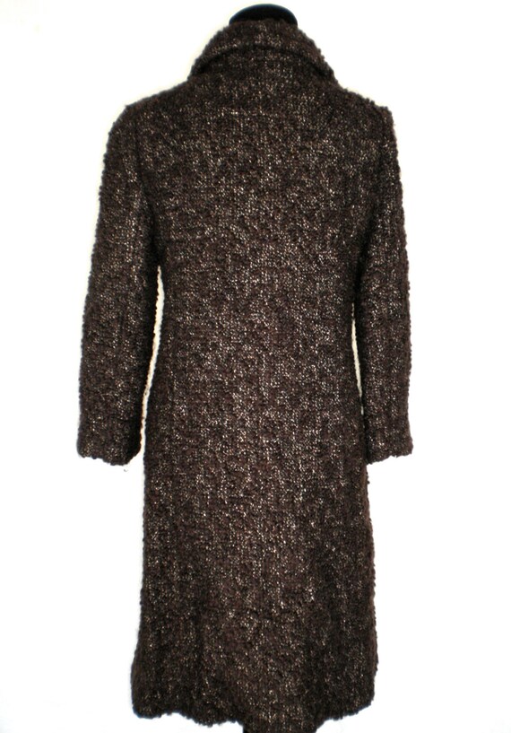 Vintage 1960s Brown and Black Wool Boucle Coat - image 3