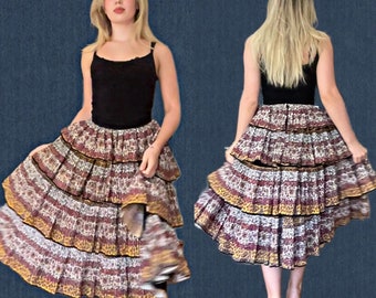 Lush Vintage Triple Layered Floral Accordion Skirt