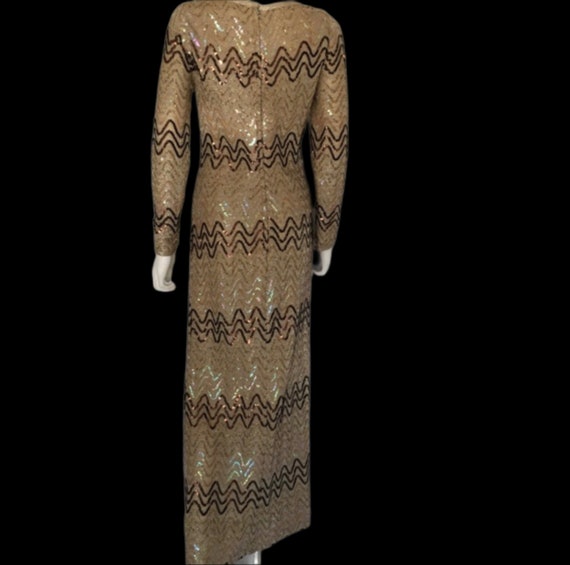 1970s Zig Zag Missoni Vibe Sequined Maxi Dress - … - image 5