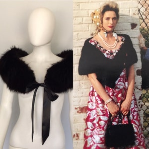 Vintage Glamorous Black Fox Fur Stole - Circa 1970s