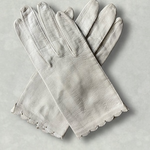 Vintage Taupe Leather Gloves - Made in Italy