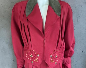 Fabulous Vintage Marc D’Alcy Burgundy Wool Western Style Jacket and Trousers Set