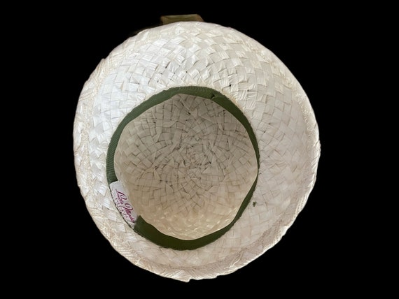 Vintage Ivory Rafffia Bucket Hat With Floral Acce… - image 8