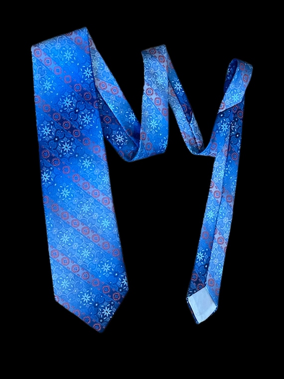 Vintage Blue Floral Necktie by Wembley Circa 1970s