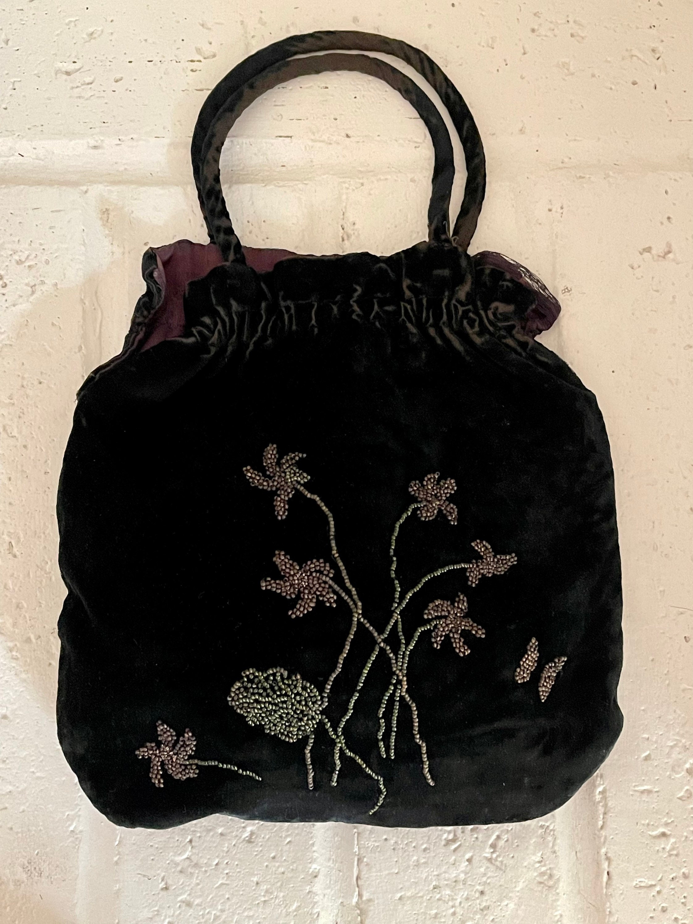 Black Silk Velvet Edwardian Purse Circa 1900's Etsy