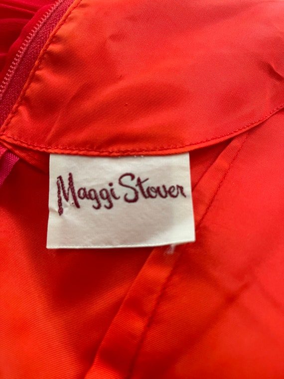 Vintage Maggi Stover Red Chiffon Party Dress - image 8