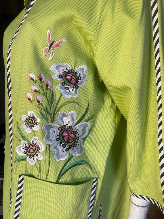Bob Mackie Vintage Chartreuse Green Floral Jacket… - image 5