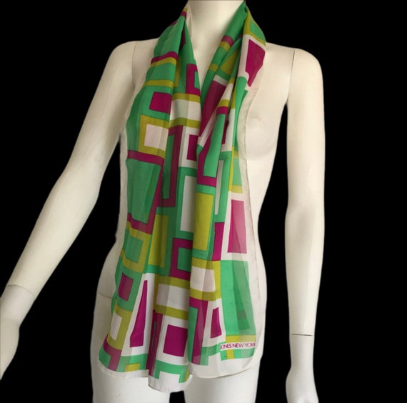 Vintage Jones New York Graphic Design Long Scarf - image 1