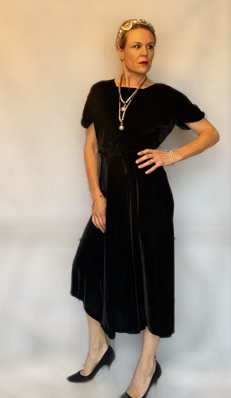 1920s Black Velvet Gown - Etsy