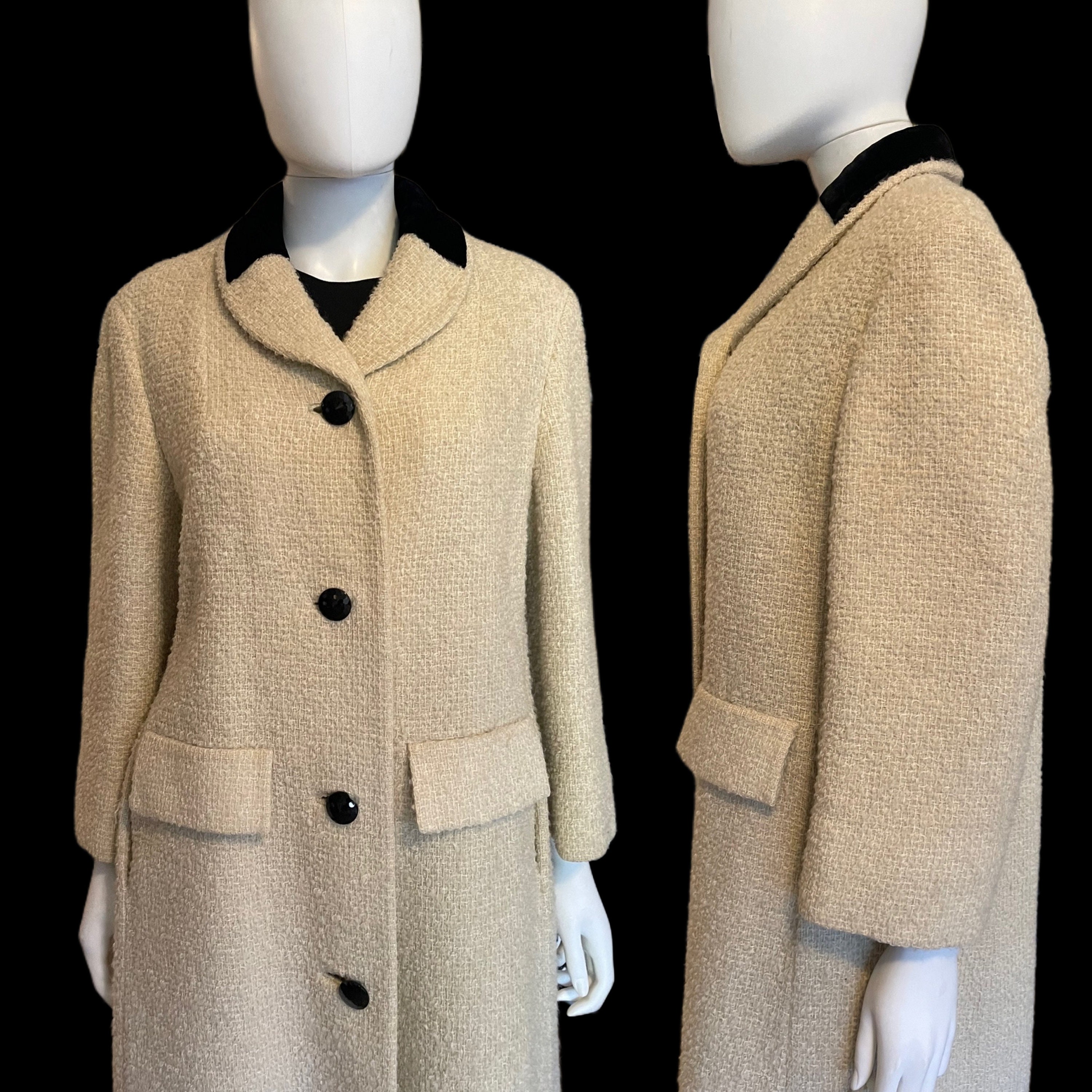 60s Wool Collarless Coat - Etsy