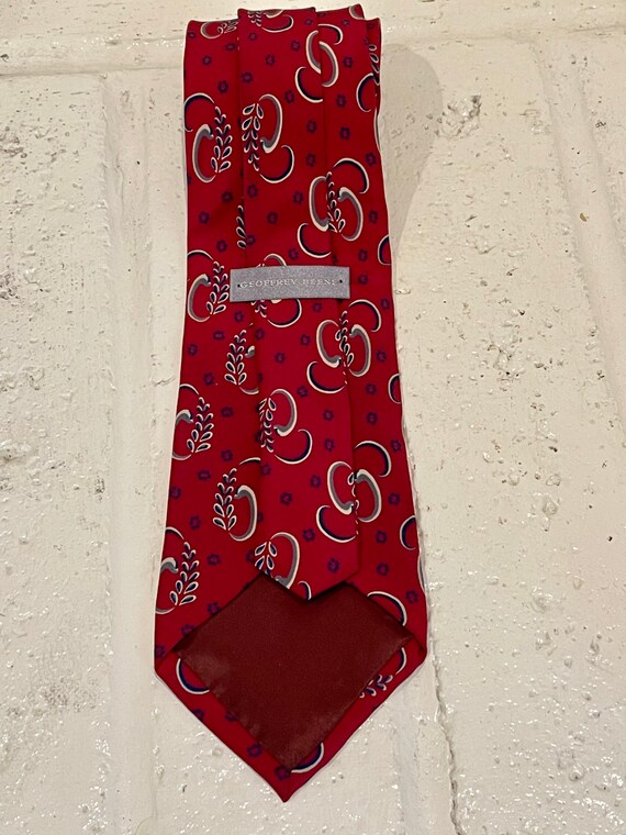 Vintage Geoffrey Beene Red Silk Floral Necktie - image 5