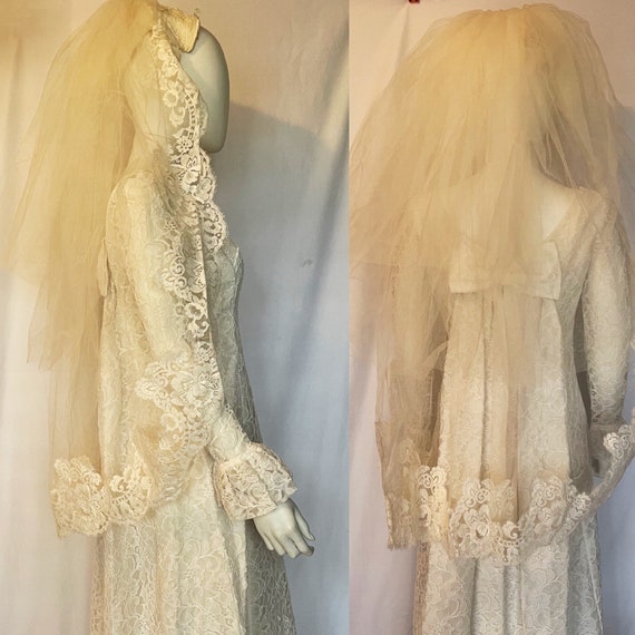 Stunning Mid Century Lace Wedding Dress - image 6