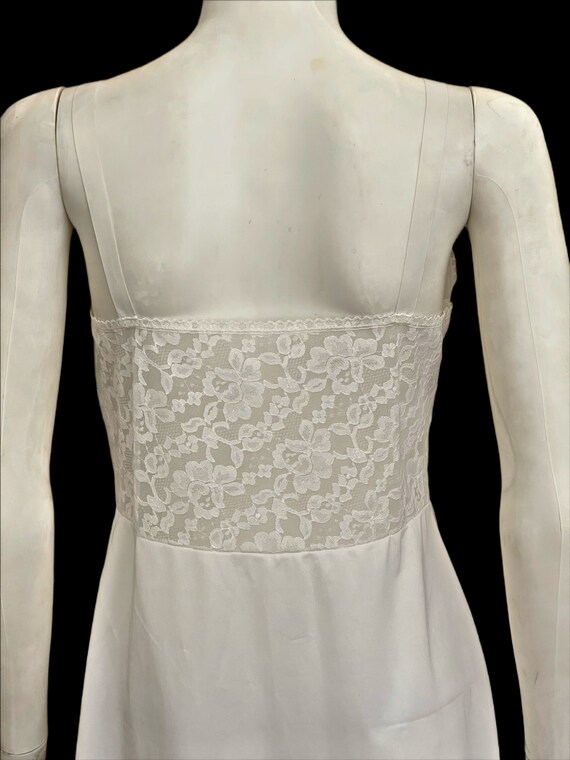 White Vintage Lace and Nylon Dress Slip - image 4