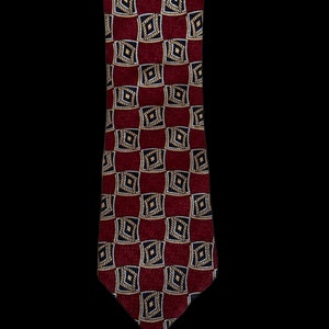 Vintage Oscar de La Renta Embossed Silk Burgundy Necktie
