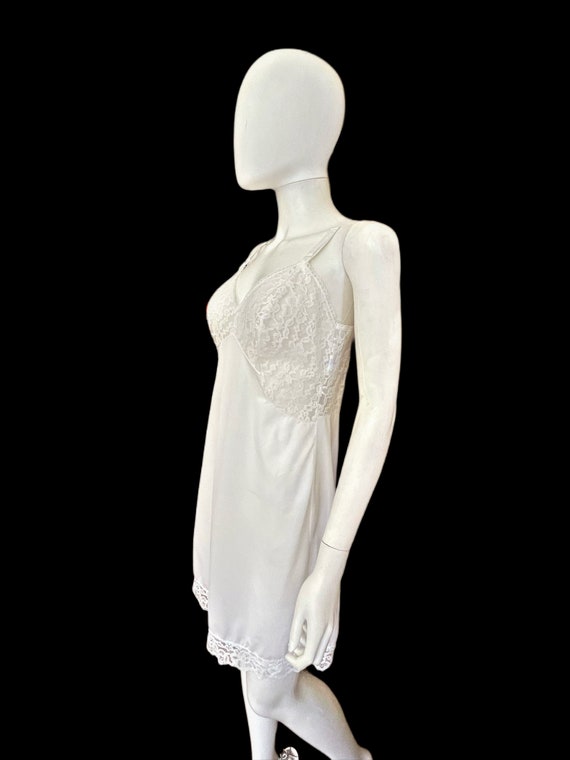 White Vintage Lace and Nylon Dress Slip - image 2