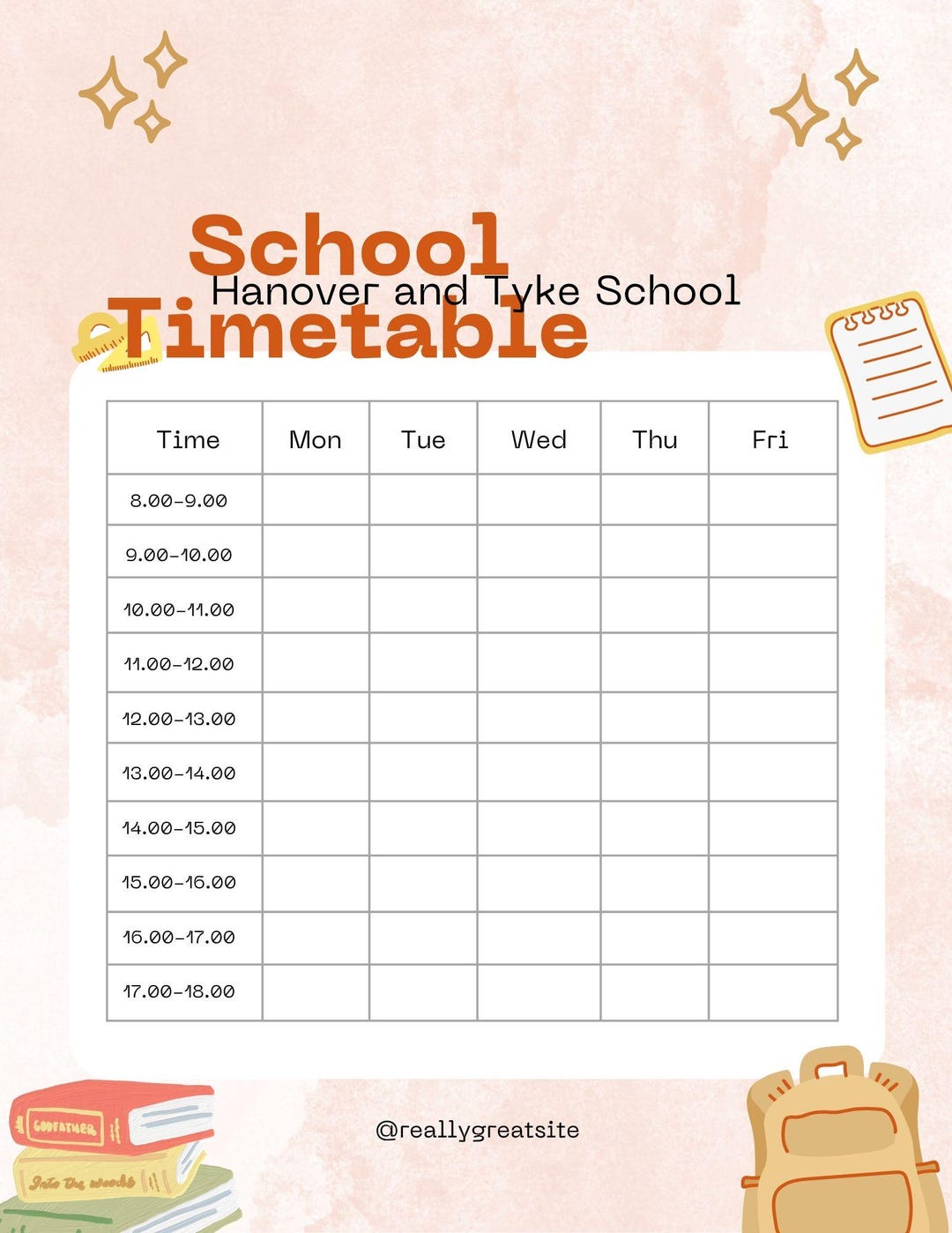 School Timetable Template - Student Schedule Planner | Weekly Class ...