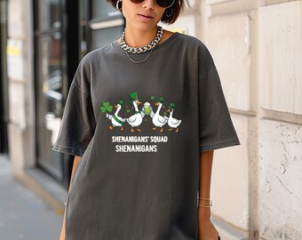 Funny St Patricks Day Goose Shirt, Shenanigans Squad Irish Party Tee