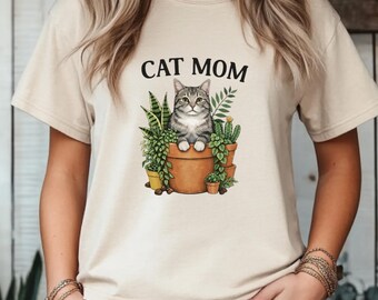 Cat Mom + Plant Lover + Mother's Day Tee