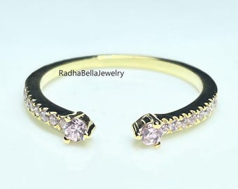 Sterlingzilveren manchetring roze saffier, minimalistische open trouwring