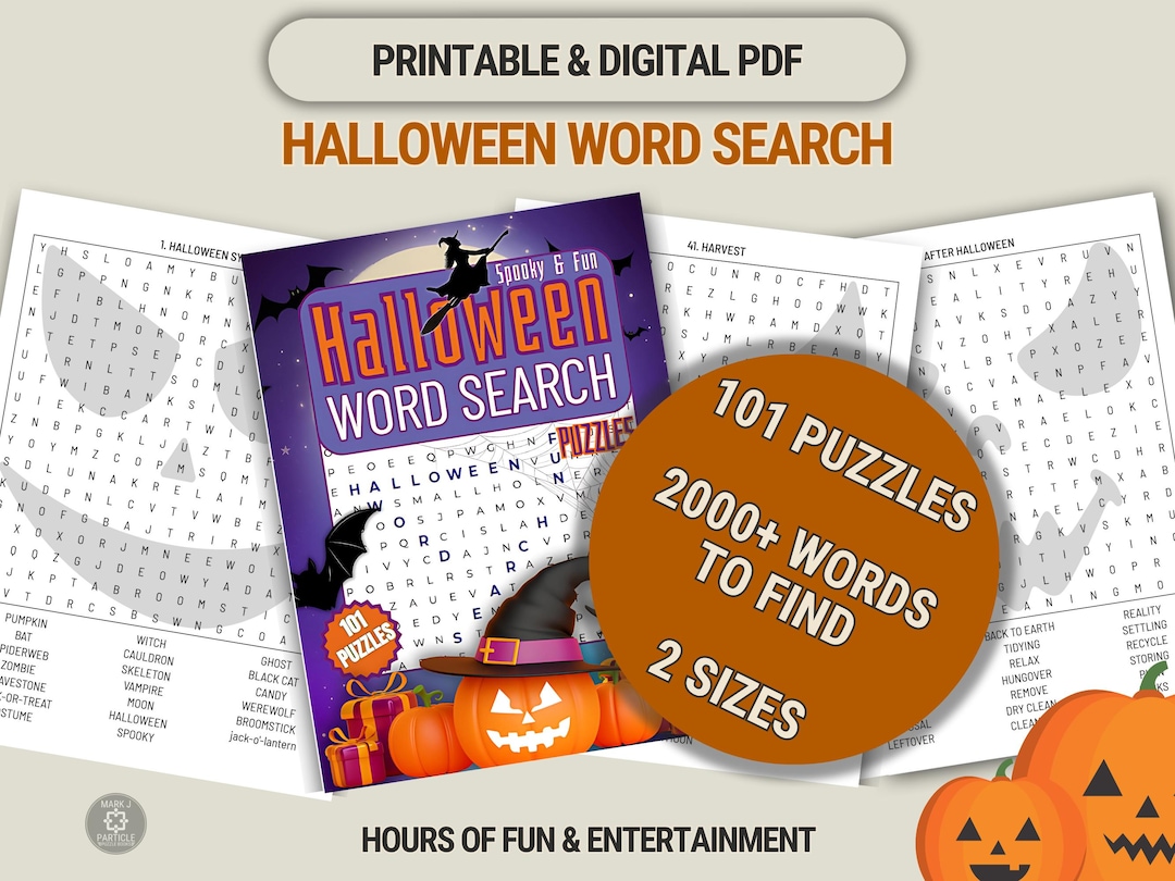 Halloween Word Search Puzzles, Large Print Game (PDF) - Etsy