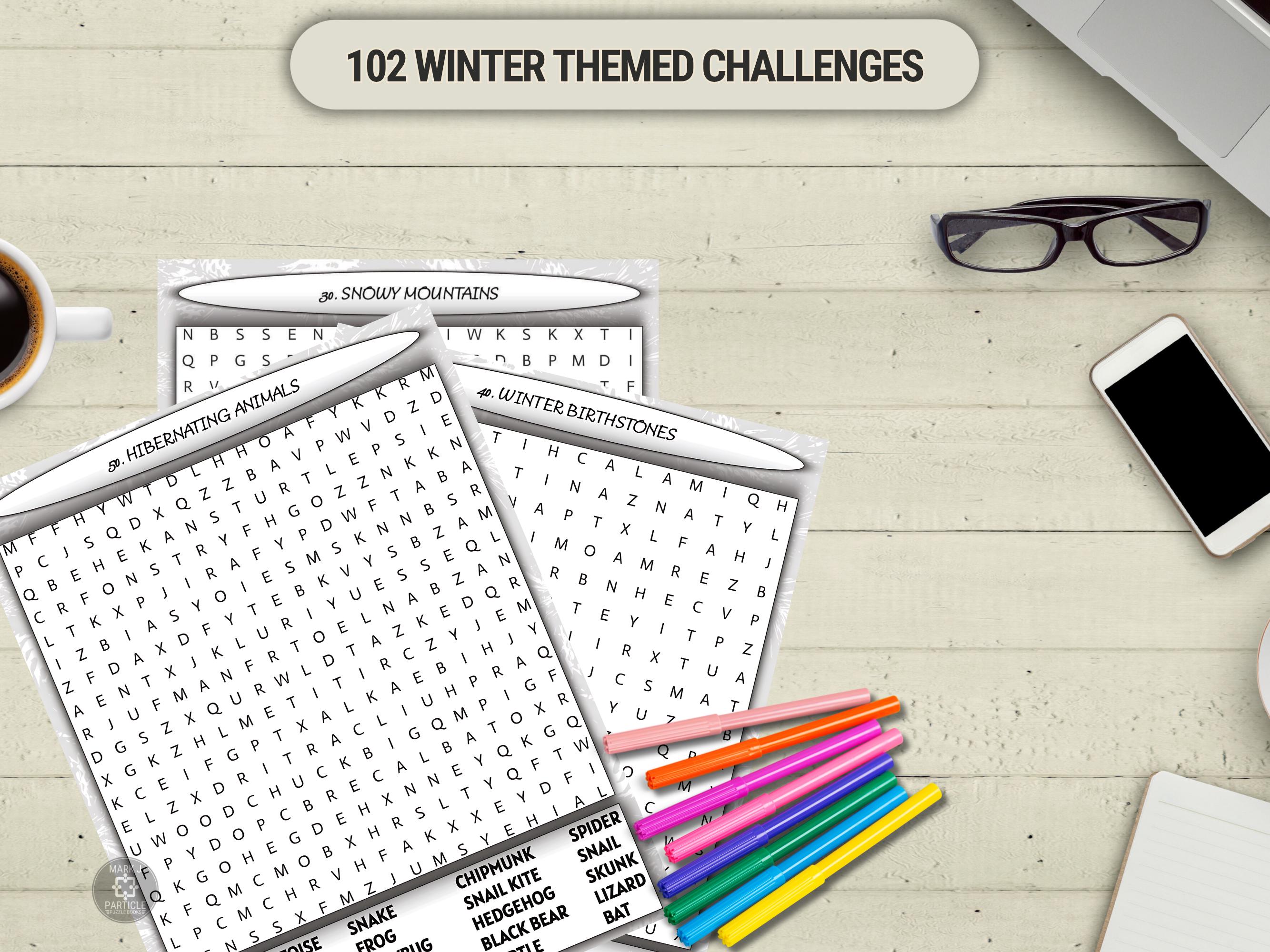 Winter Word Search Printable Puzzle Book, Large Print (PDF) Fun for ...