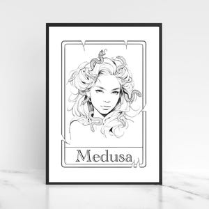 Medusa Art Print | Digital Download | Mythical Goddess Wall Decor | Line Art Illustration | Instant Download | Greek Mythology Home Decor