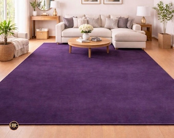 Hand Tufted Purple Wool Rug, Modern Minimalist Decor, Custom Size